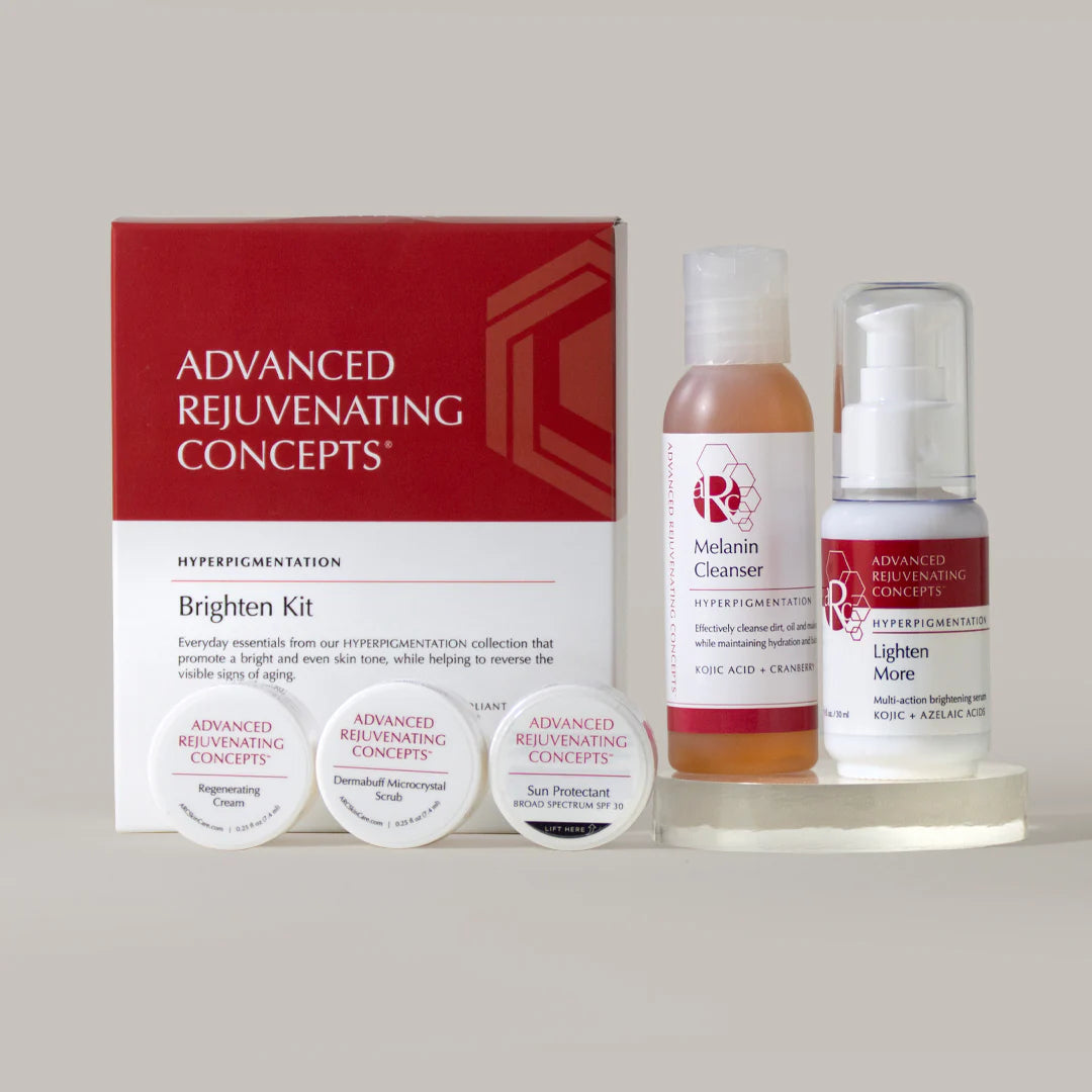 Brightening Kit with cleanser and serums for hyperpigmentation treatment.