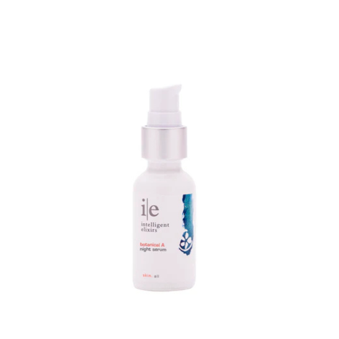 White serum bottle with a pump on a white background